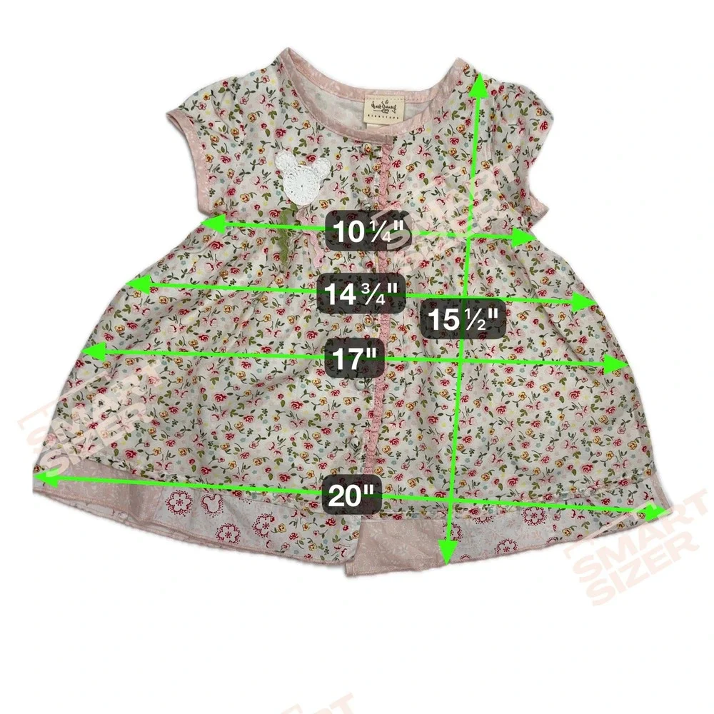 Disney Signature Baby Girl Dress 6 Months Floral‎ Print White Pink Cotton Silk